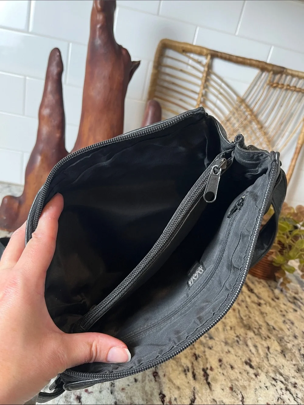 Pelle Studio Black Leather Messenger Crossbody